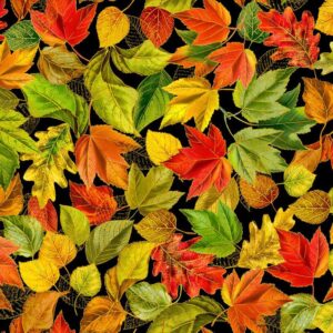 METALLIC FALL LEAVES BLACK CM-2803